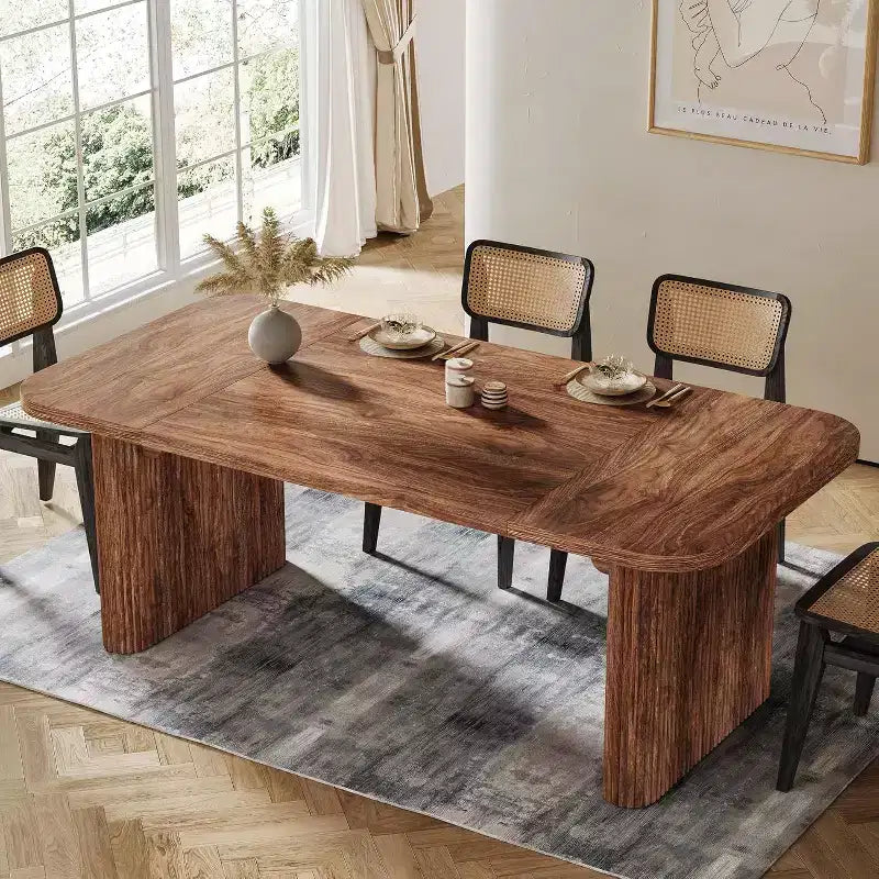 Table à manger moderne pour six personnes, table de cuisine en bois de 157,5 cm