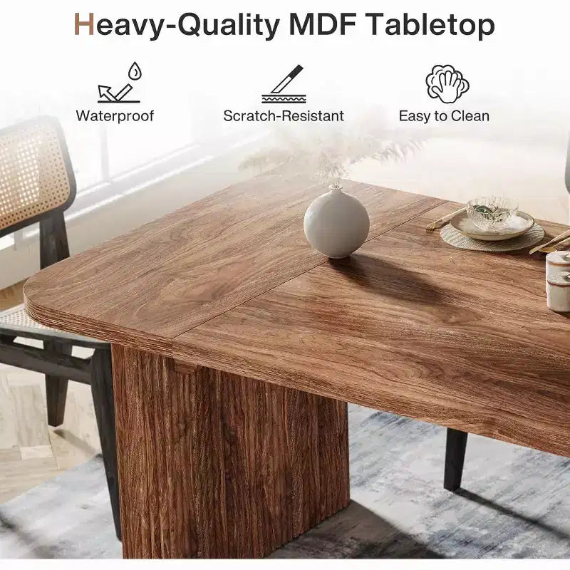 Table à manger moderne pour six personnes, table de cuisine en bois de 157,5 cm