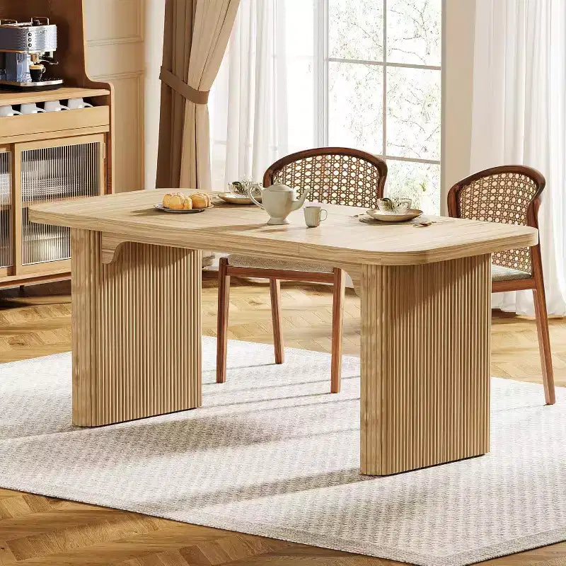 Table à manger moderne pour six personnes, table de cuisine en bois de 157,5 cm