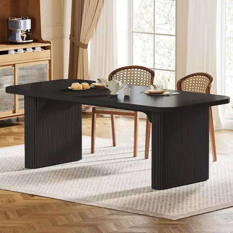 Table à manger moderne pour six personnes, table de cuisine en bois de 157,5 cm