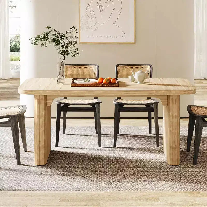Table à manger moderne pour six personnes, table de cuisine en bois de 157,5 cm