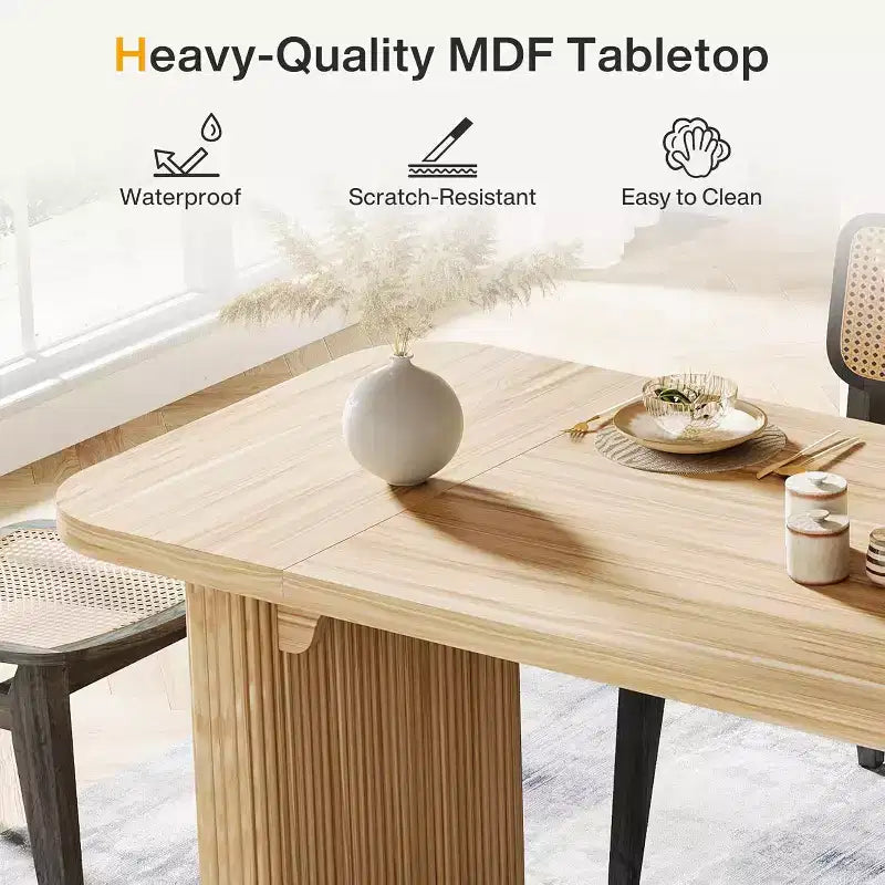 Table à manger moderne pour six personnes, table de cuisine en bois de 157,5 cm