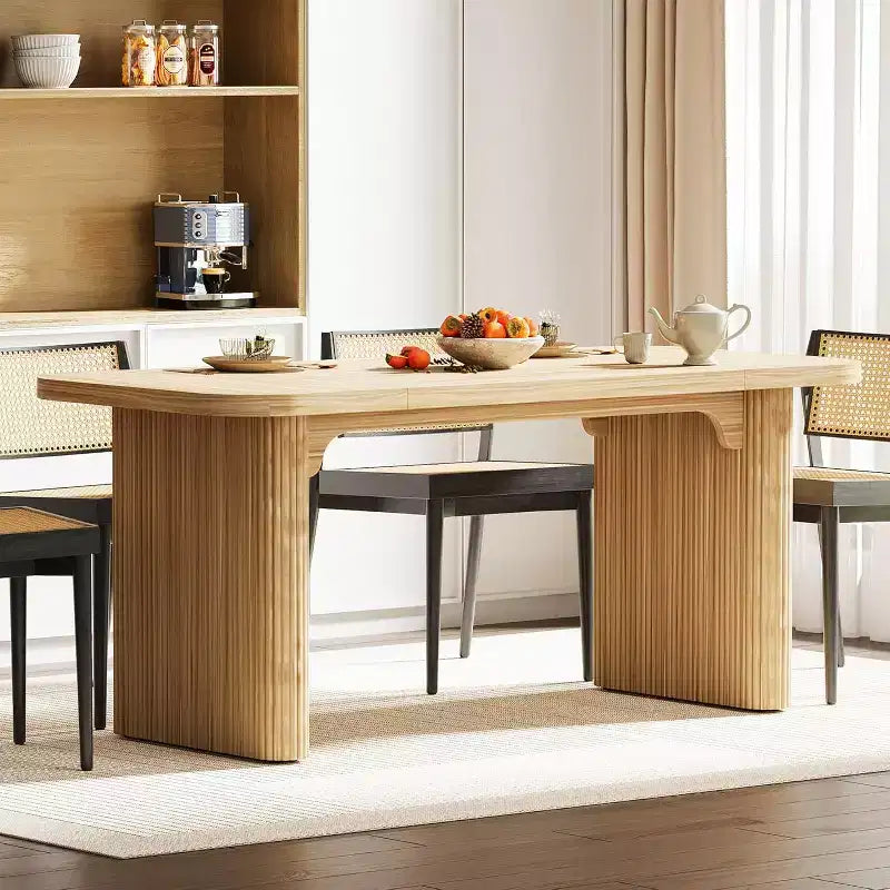 Table à manger moderne pour six personnes, table de cuisine en bois de 157,5 cm
