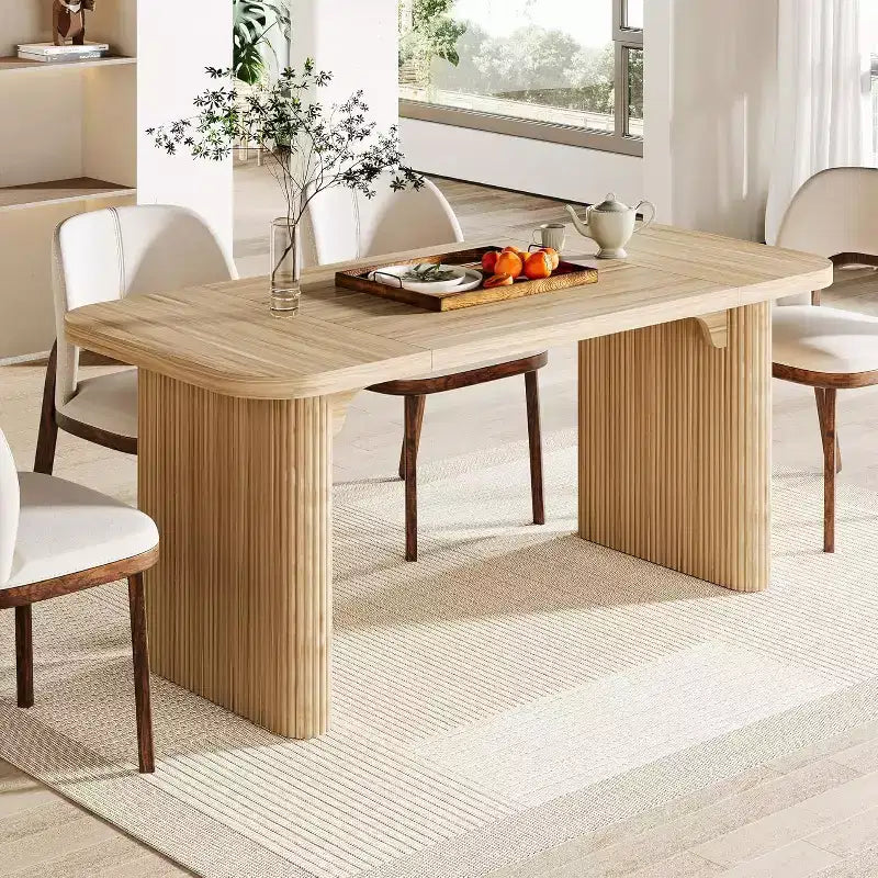 Table à manger moderne pour six personnes, table de cuisine en bois de 157,5 cm