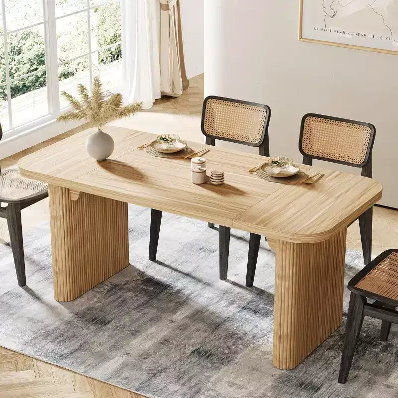 Table à manger moderne pour six personnes, table de cuisine en bois de 157,5 cm