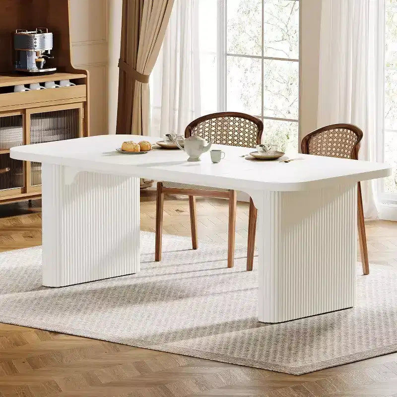Table à manger moderne pour six personnes, table de cuisine en bois de 157,5 cm