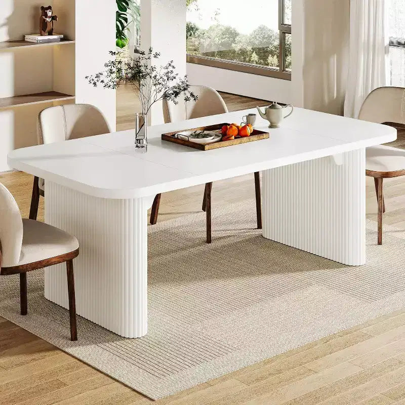 Table à manger moderne pour six personnes, table de cuisine en bois de 157,5 cm