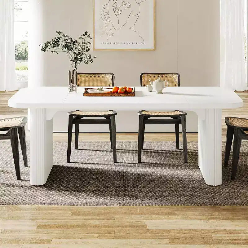 Table à manger moderne pour six personnes, table de cuisine en bois de 157,5 cm