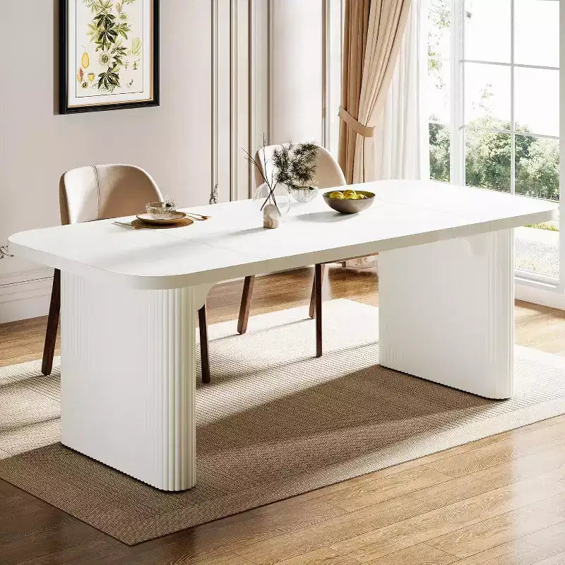 Table à manger moderne pour six personnes, table de cuisine en bois de 157,5 cm