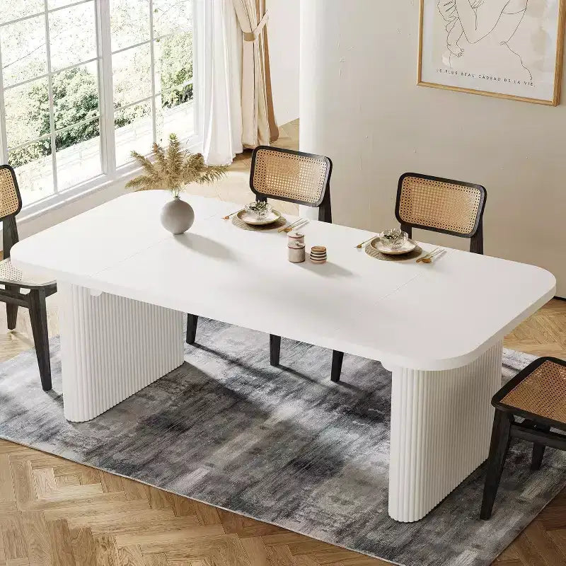 Table à manger moderne pour six personnes, table de cuisine en bois de 157,5 cm