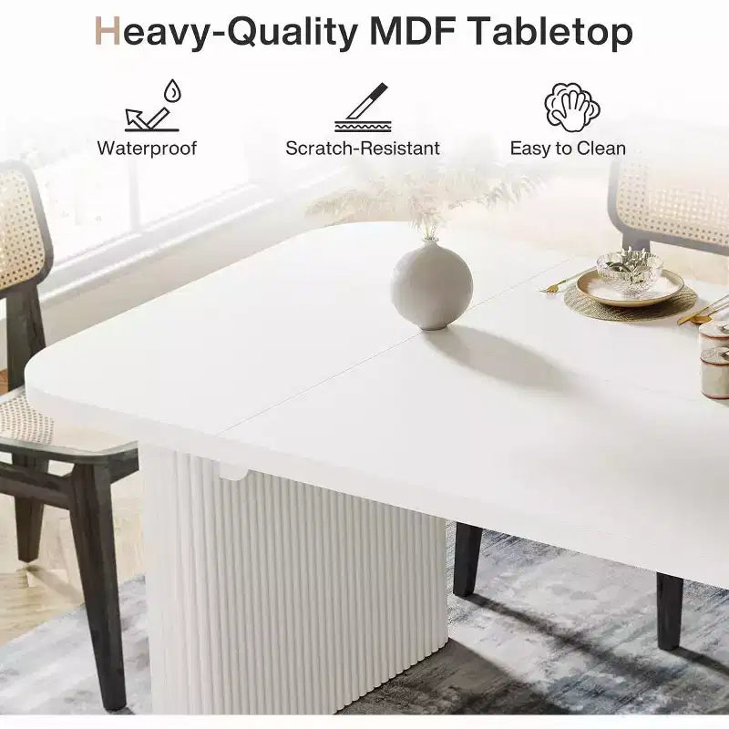 Table à manger moderne pour six personnes, table de cuisine en bois de 157,5 cm