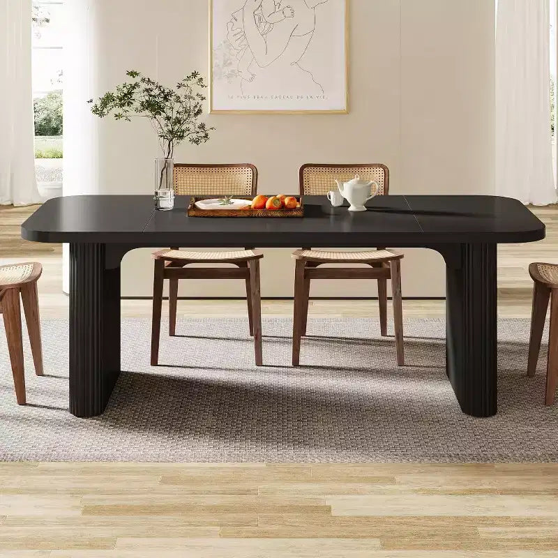Table à manger moderne pour six personnes, table de cuisine en bois de 157,5 cm
