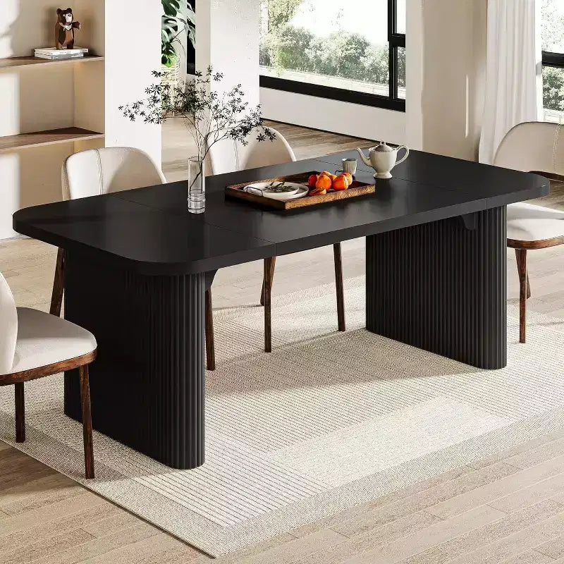 Table à manger moderne pour six personnes, table de cuisine en bois de 157,5 cm