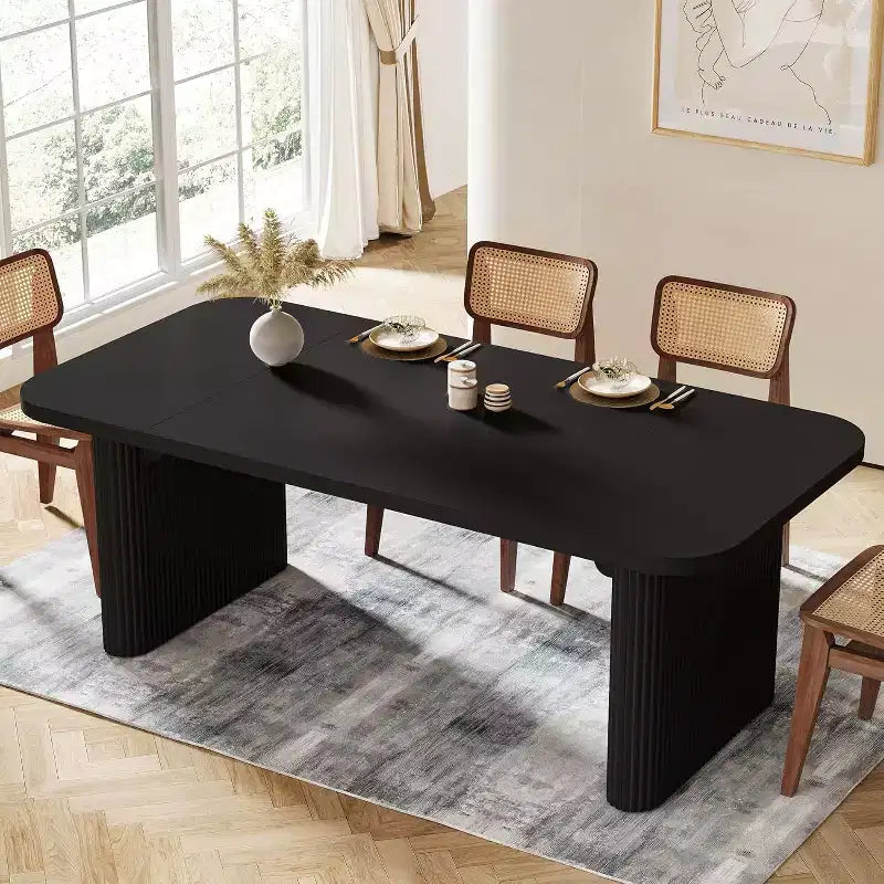 Table à manger moderne pour six personnes, table de cuisine en bois de 157,5 cm