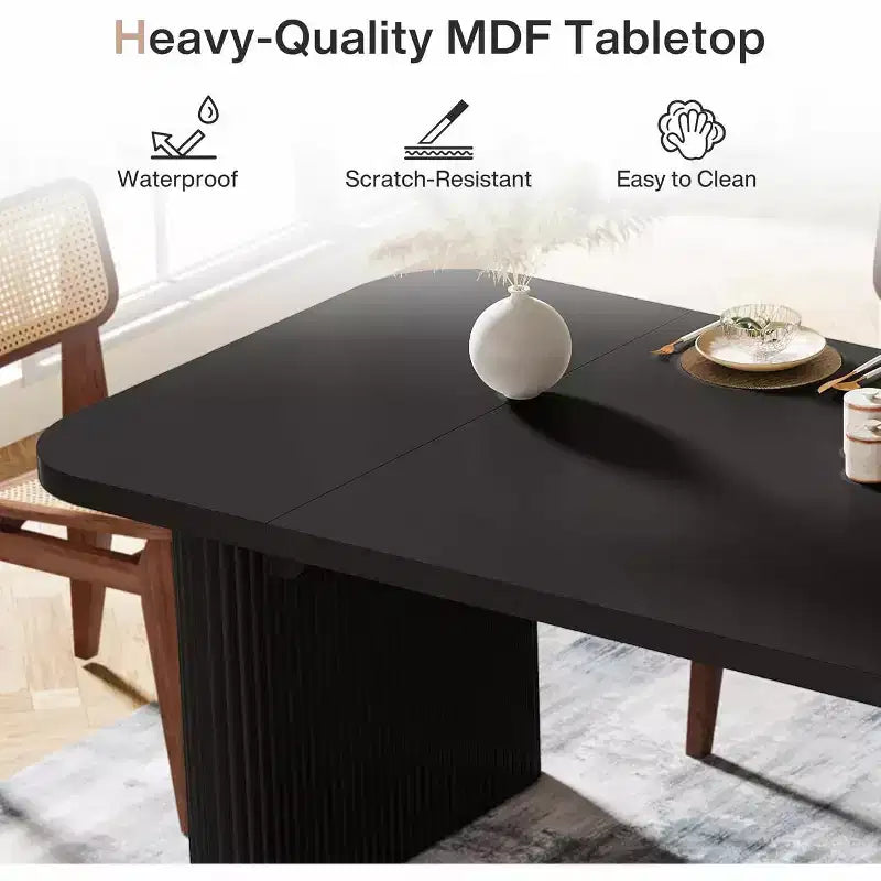 Table à manger moderne pour six personnes, table de cuisine en bois de 157,5 cm