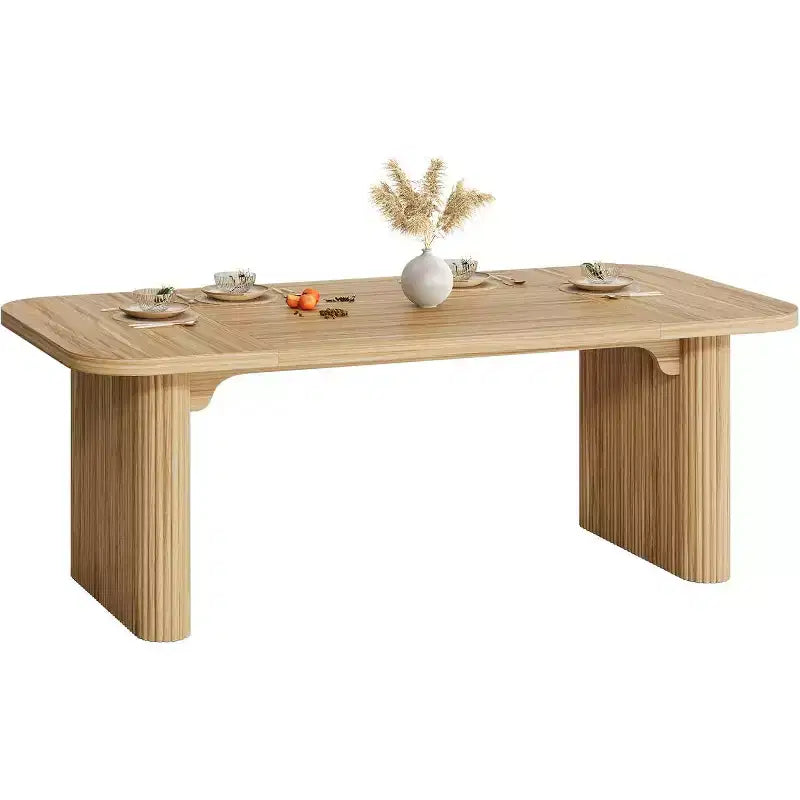 Lantine Modern Dining Table for 6 People, 62-Inch Wooden Kitchen Dinner Table with Double Robust Pedestal for Dining Room