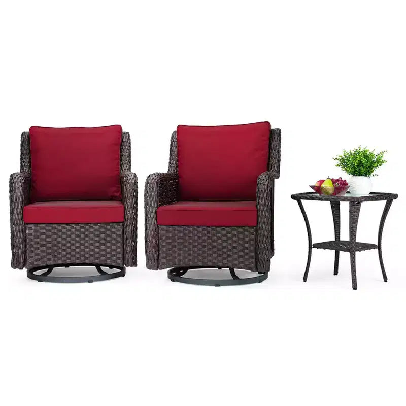 Ensemble de table et chaises de salle à manger de patio en rotin d'extérieur trois pièces