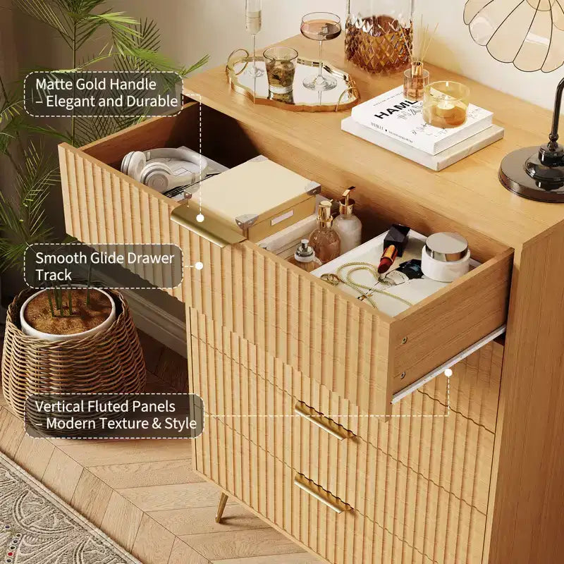 Commode à cinq tiroirs pour chambre, table de chevet étroite