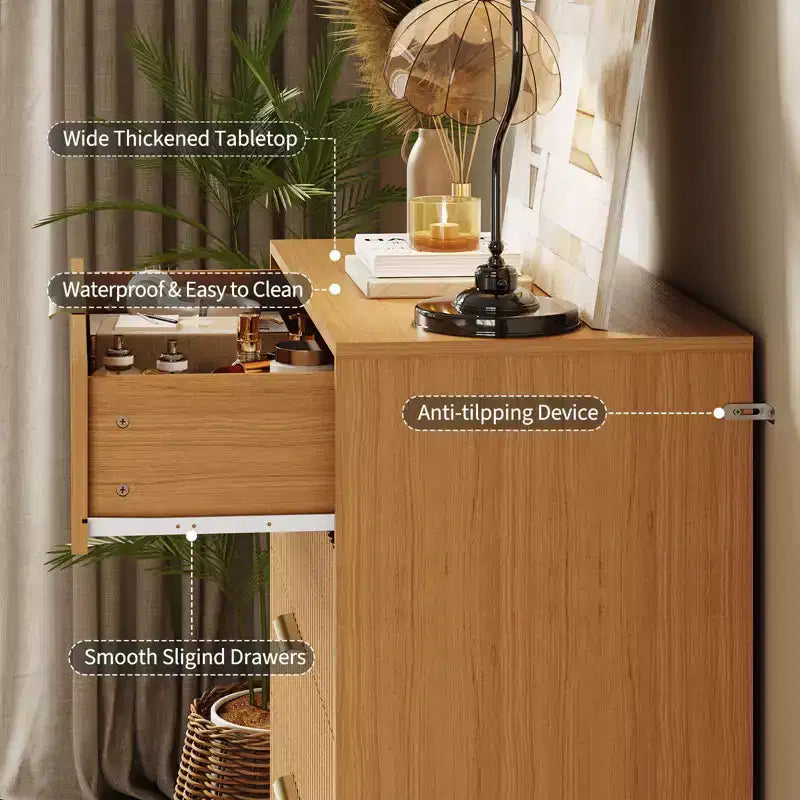 Commode à cinq tiroirs pour chambre, table de chevet étroite