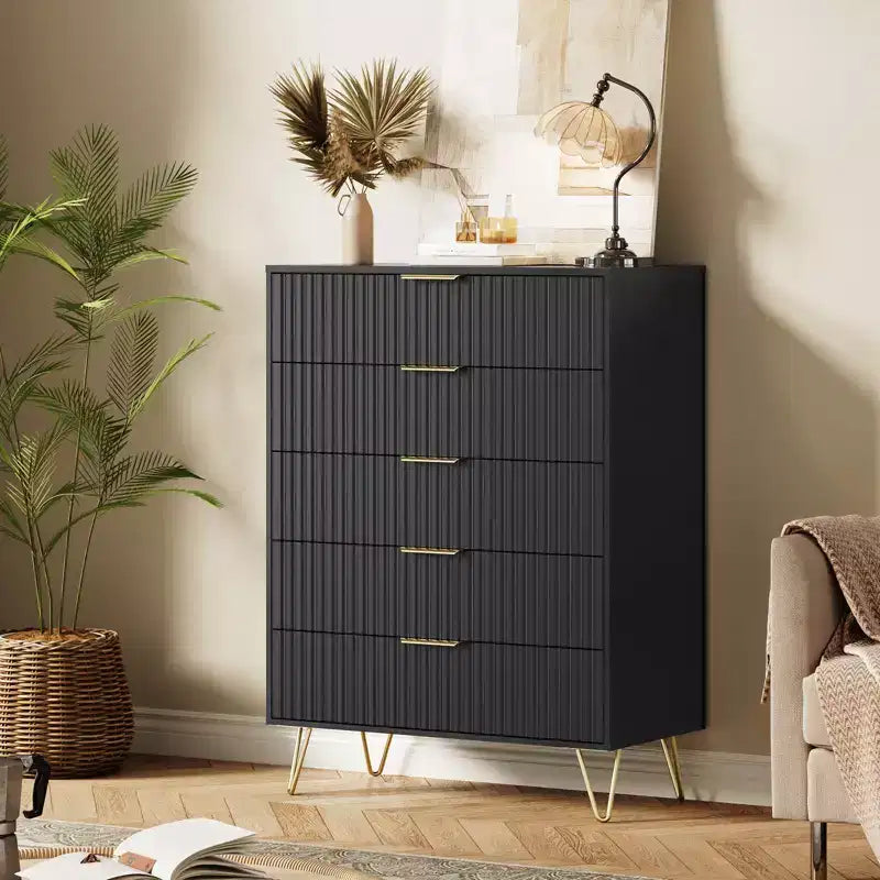 Commode à cinq tiroirs pour chambre, table de chevet étroite