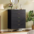 5 Drawer Dresser for Bedroom, 31.5W Wooden Chest of Drawers, Fluted Clothes Storage Organizer, Dresser Narrow Nightstand for Living Room