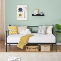 Black Twin Size Daybed Frame C Metal Daybed with Floral Headboard for Living Room/Guest Room (No Box Spring Needed)