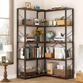 Celebalcony 5 Tier Corner Bookshelf,L Shaped Bookcase,Large Etagere Bookcase,Corner Shelf Display Storage Rack with Metal Frame for Living Room