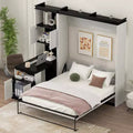 Clihome Full Size Murphy Bed with Desk and Storage Shelves and Cabinets