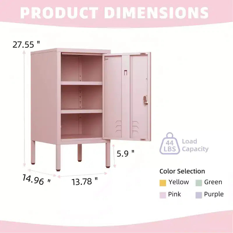 Table d'appoint en métal à porte unique avec rangement verrouillable
