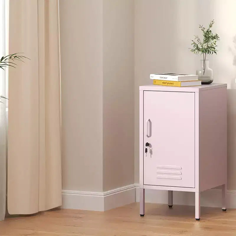 Table d'appoint en métal à porte unique avec rangement verrouillable