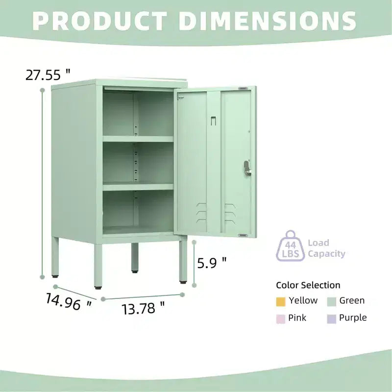 Table d'appoint en métal à porte unique avec rangement verrouillable