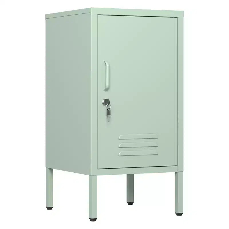 Table d'appoint en métal à porte unique avec rangement verrouillable