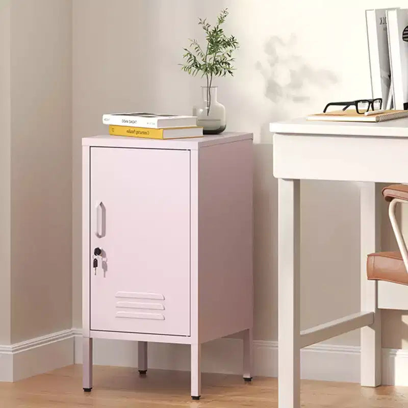 Table d'appoint en métal à porte unique avec rangement verrouillable