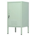 COZONY Single Door Metal End Table, Lockable Storage Cabinet w/ Adjustable Shelf for Living Room & Bedroom