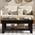 Rectangular Coffee Table with Drawer and Open Shelf, Rustic Center Table for Living Room, Stable Four-Leg Structure, Easy to Clean Surface