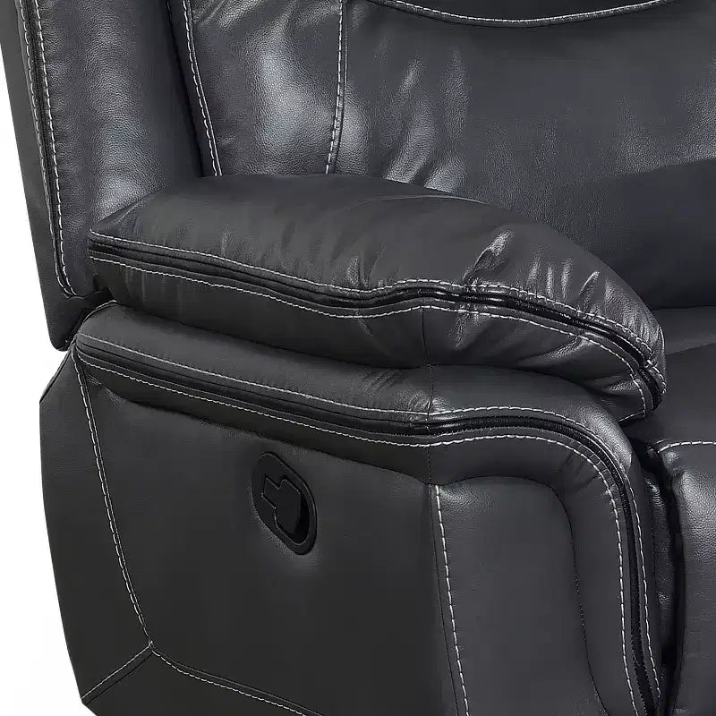 Canapé deux places gris rembourré : avec espace de rangement et porte-gobelet