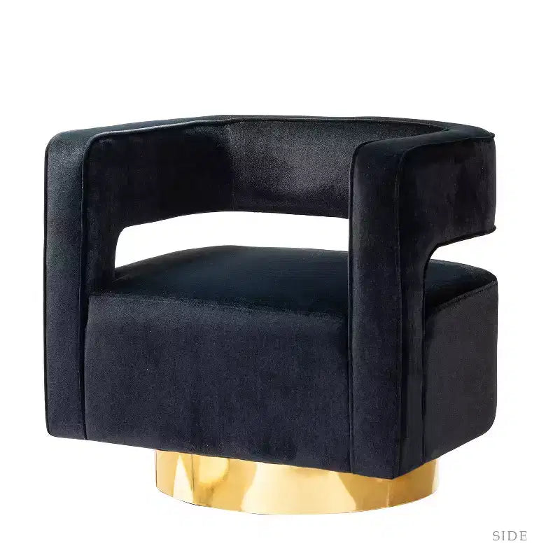 Velvet Edise Swivel Barrel Chair Living Room Accent Chair with Metal Base | Karat Home