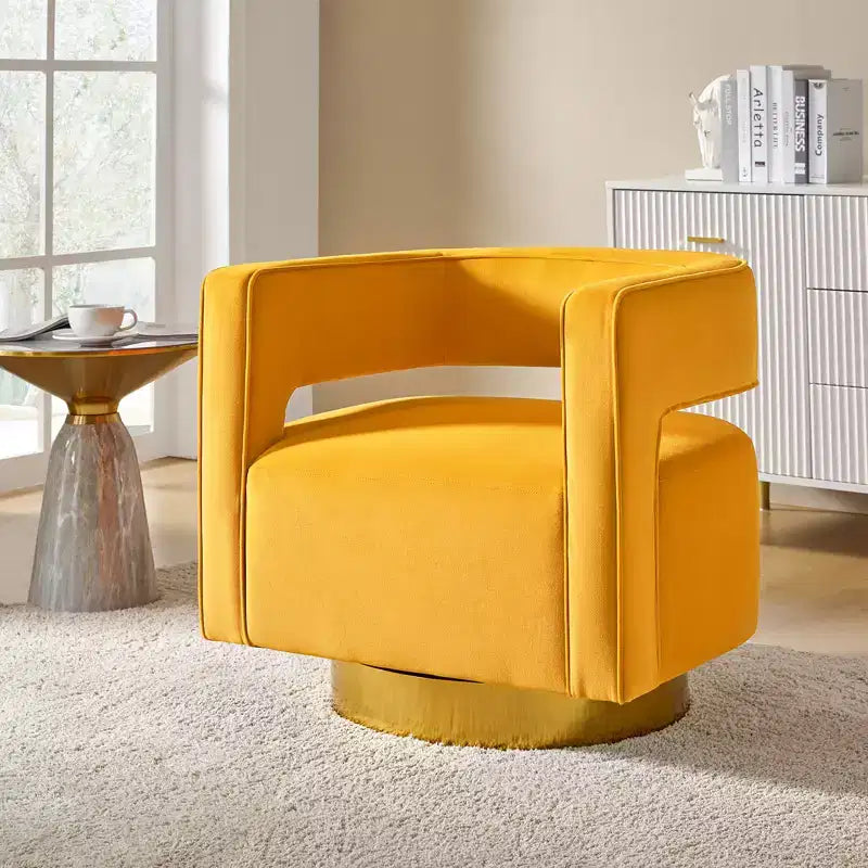 Fauteuil baquet pivotant en velours, fauteuil décoratif de salon