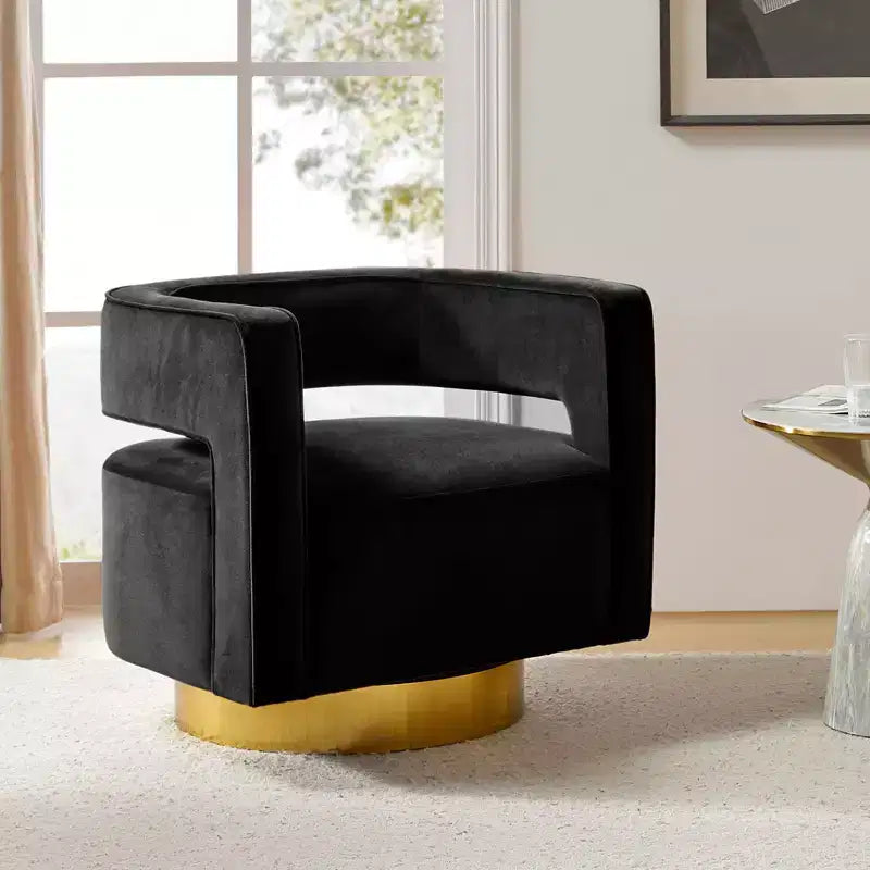 Fauteuil baquet pivotant en velours, fauteuil décoratif de salon