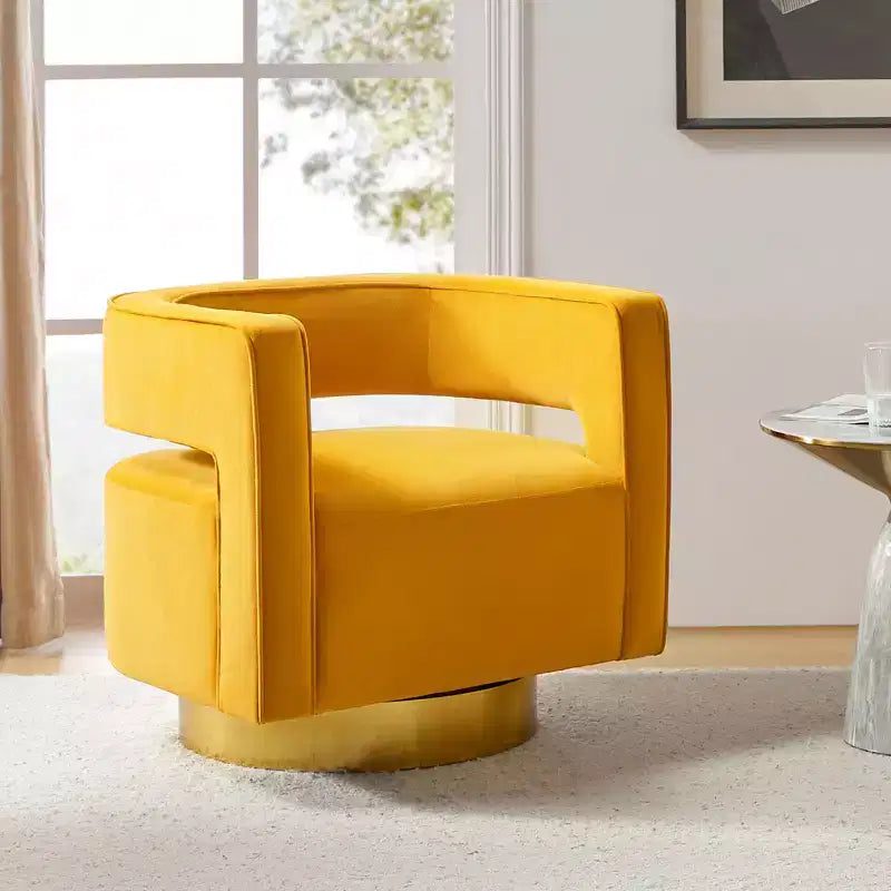 Fauteuil baquet pivotant en velours, fauteuil décoratif de salon
