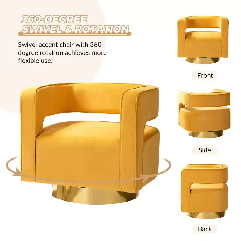 Fauteuil baquet pivotant en velours, fauteuil décoratif de salon