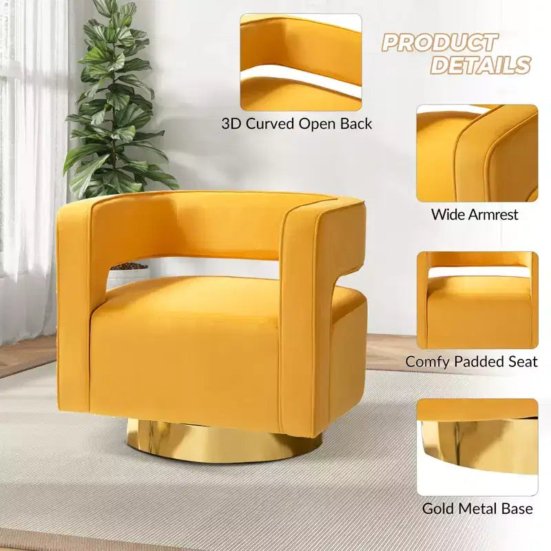 Fauteuil baquet pivotant en velours, fauteuil décoratif de salon