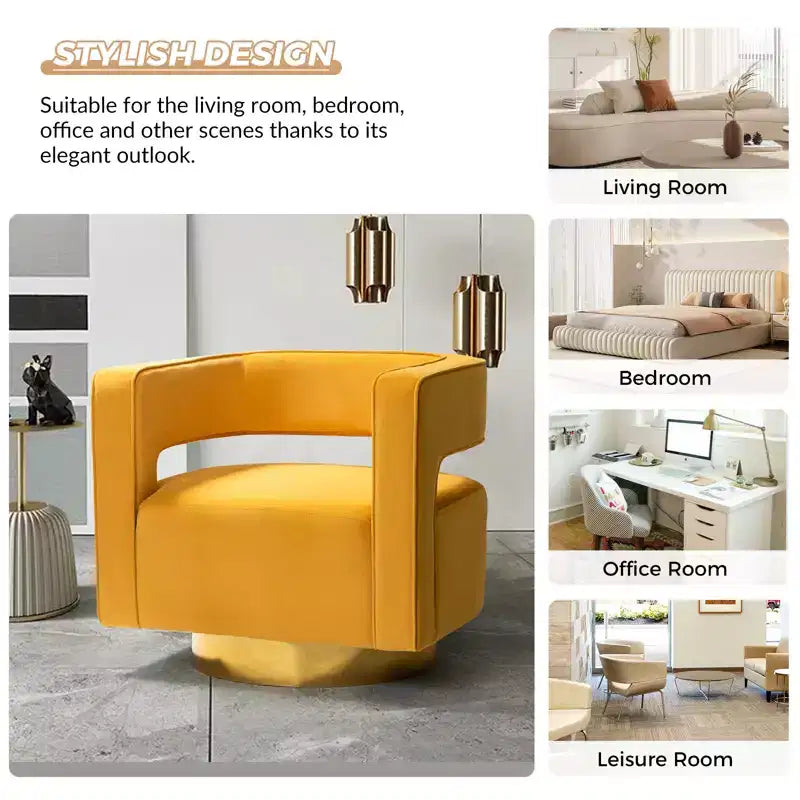 Fauteuil baquet pivotant en velours, fauteuil décoratif de salon