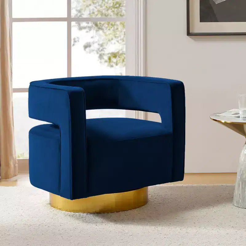 Fauteuil baquet pivotant en velours, fauteuil décoratif de salon
