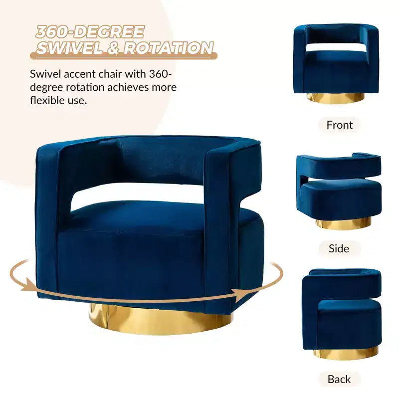 Fauteuil baquet pivotant en velours, fauteuil décoratif de salon