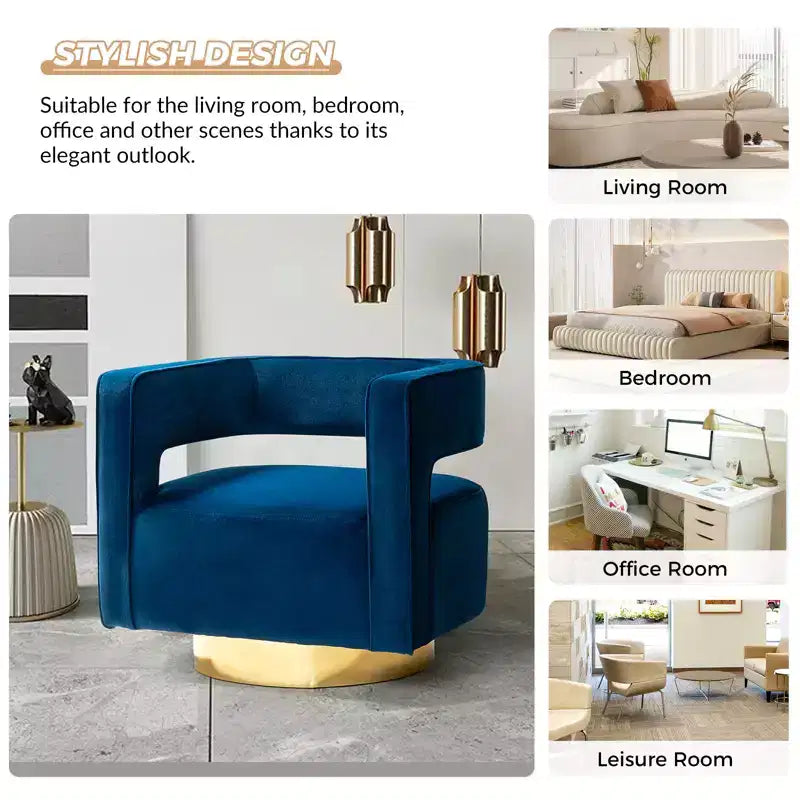 Fauteuil baquet pivotant en velours, fauteuil décoratif de salon