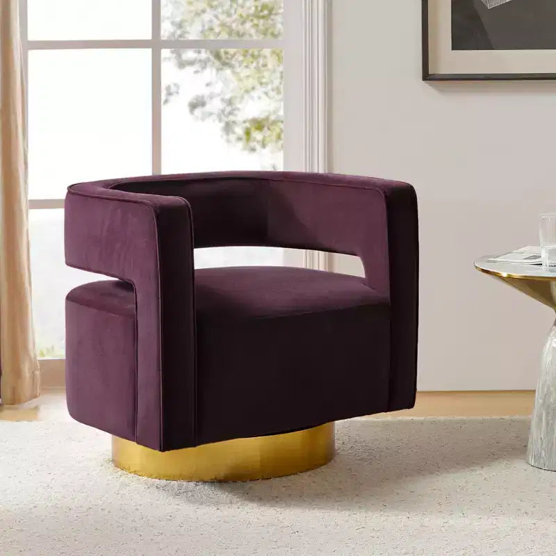 Fauteuil baquet pivotant en velours, fauteuil décoratif de salon