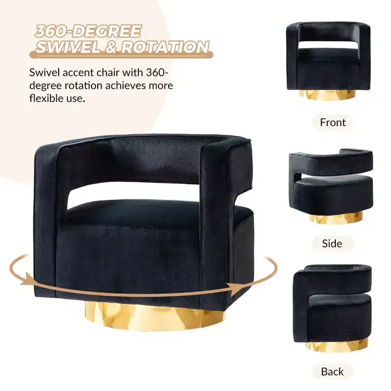 Fauteuil baquet pivotant en velours, fauteuil décoratif de salon