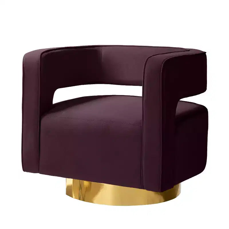 Fauteuil baquet pivotant en velours, fauteuil décoratif de salon