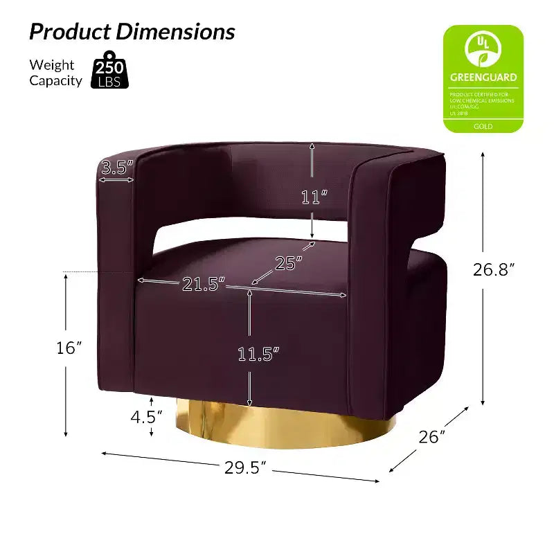 Fauteuil baquet pivotant en velours, fauteuil décoratif de salon